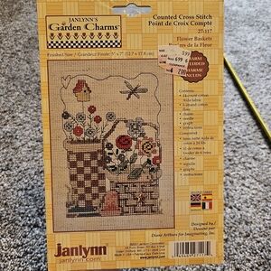Janlynn's Garden Charms Counted Cross Stitch Kit Flower Baskets